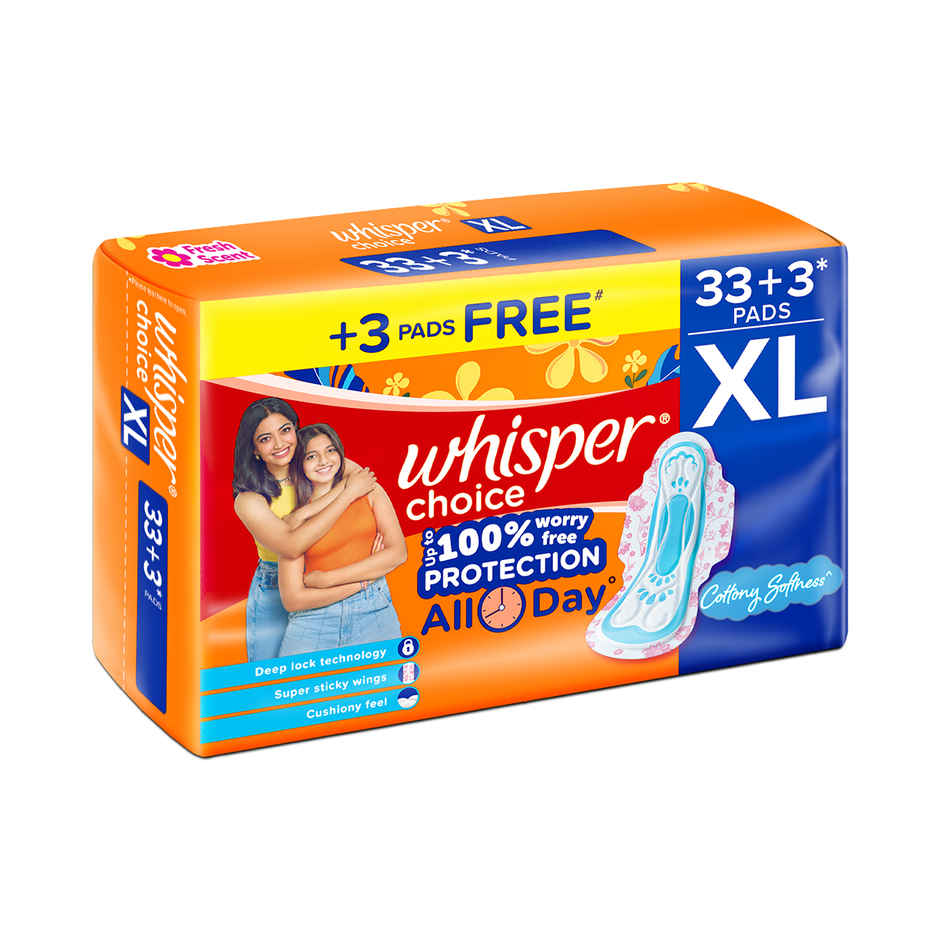 Whisper Choice Sanitary Pads | XL | 36 pcs