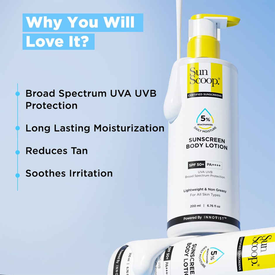 SunScoop 5% Niacinamide Daily Moisture Sunscreen Body Lotion SPF 50+ PA++++