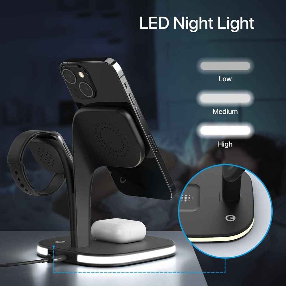 Unigen MAGTEC 500 23W 5 in 1 Mag-Safe Charging Station | For Apple watch, Phones & Earbuds | Black