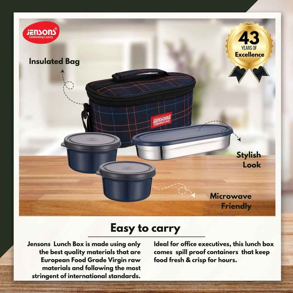 Jensons Stainless Steel Wonder 3 Lunch Box 450ml x 2 and 400ml x 1