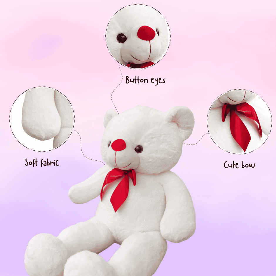 Toytales Soft Toy Cream Teddy Bear | Plush Stuffed Animal With Ribbon | Cute Toys For Kids 90 cm
