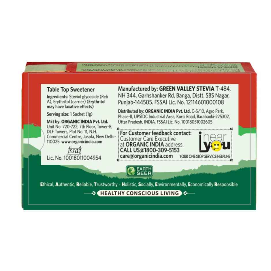 A TATA Product - Organic India Stevia Powder - 25 Sachets, Plant-Based Natural Sweetener 