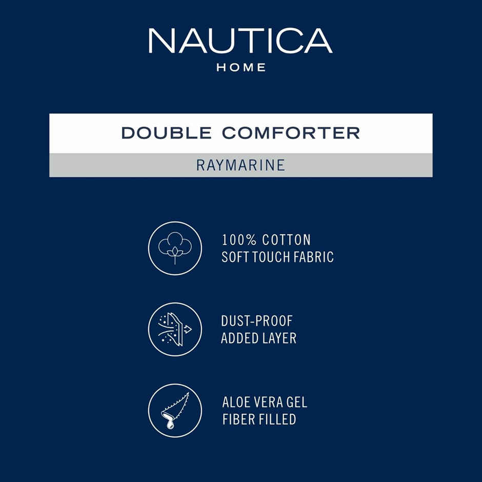 Nautica Super Soft 100% Cotton Fabric Comforter for All Weather | Double Size | Checks | Lavender