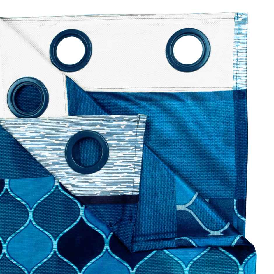 Story@Home 200 GSM Polyester Ethnic 2 Piece Window Curtain | Sky Blue & Sea Blue