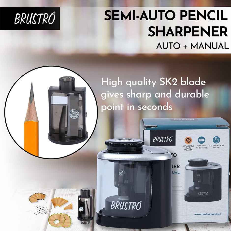 Brustro Semi Auto Pencil Sharpener | Auto + Manual