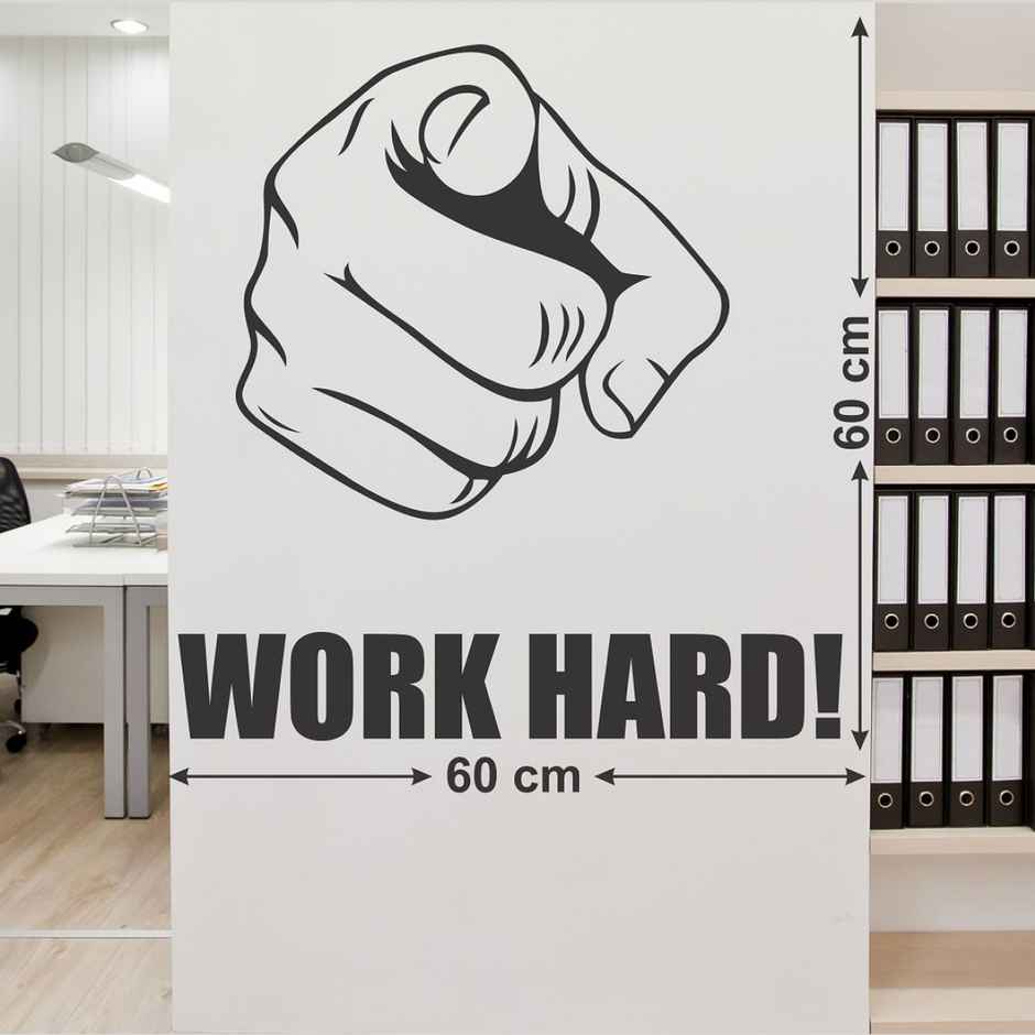 Wollzo 60 cm Work Hard Removable Sticker