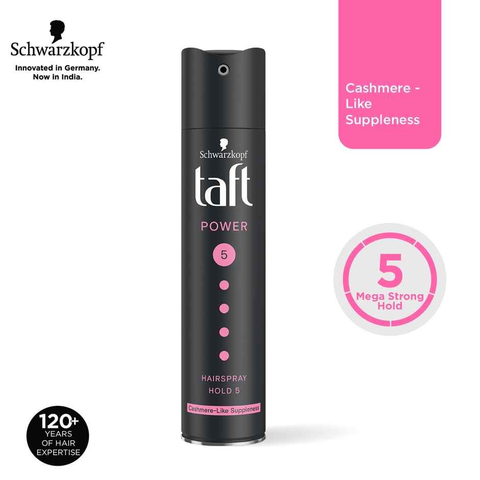 Schwarzkopf Taft Power Hold 5 Hair Spray For Heat Protection | Gives Cashmere Like Softness