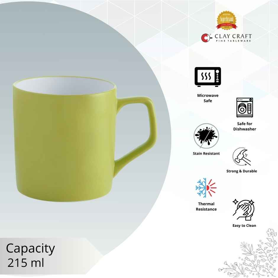 Clay Craft Fine Ceramic Director Coffee Mug Set | Set Of 4 | Green