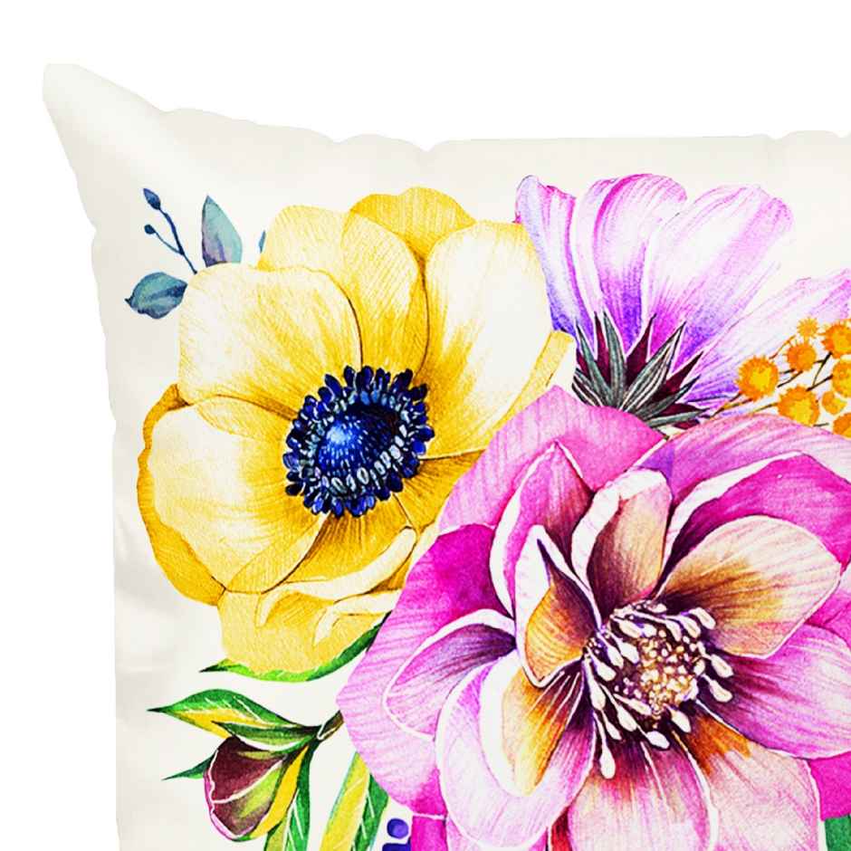 Story@Home Red & Blue Floral Polyester 5 Units of Helio Cushion Covers