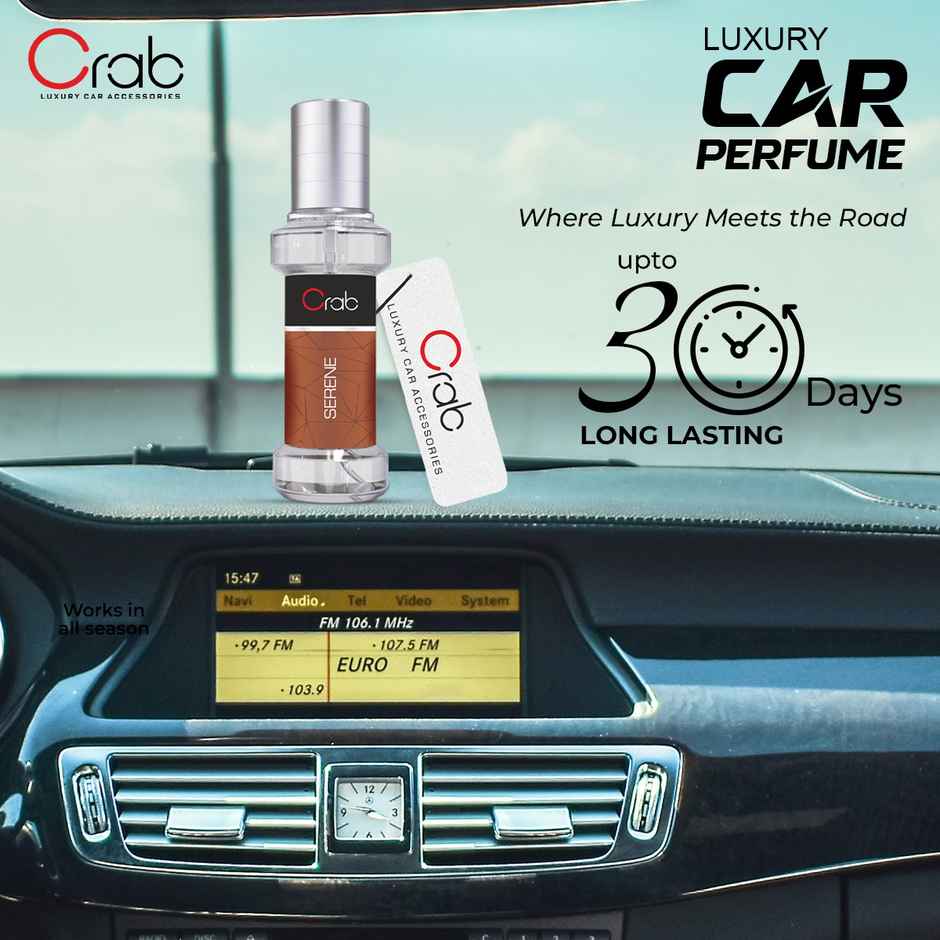 Crab Premium Serene Fragrance Spray | Long-Lasting Car Perfume Freshener | Home, Office & Vehicles