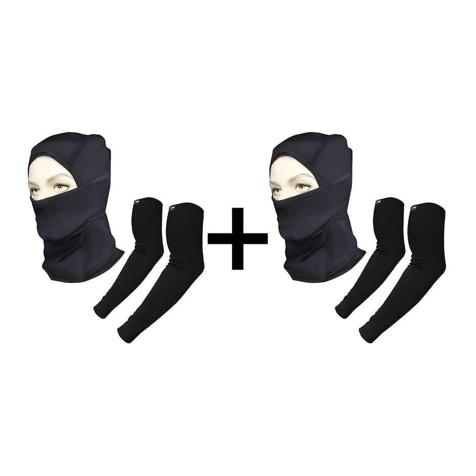Autofy Pro-Fit Arm Sleeves | 240 Gsm & Cool-Max Balaclava | 240 Gsm Combo | Unisex - Pack Of 2 Combo