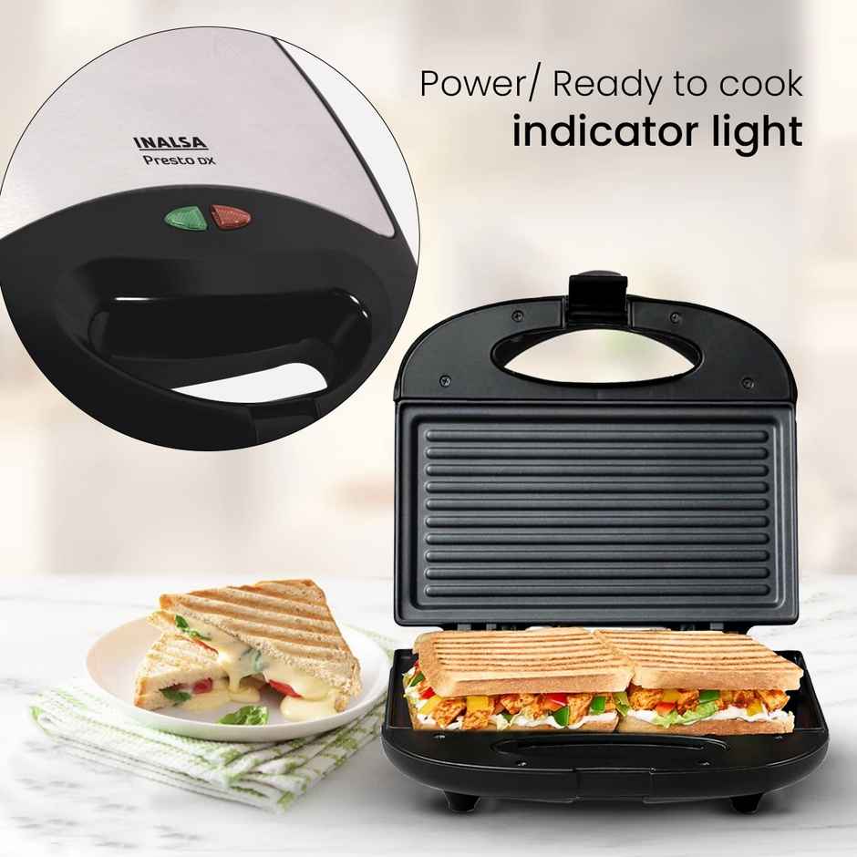 INALSA Presto Dx Grill 2-Slice Sandwich Maker Toaster (800 W)