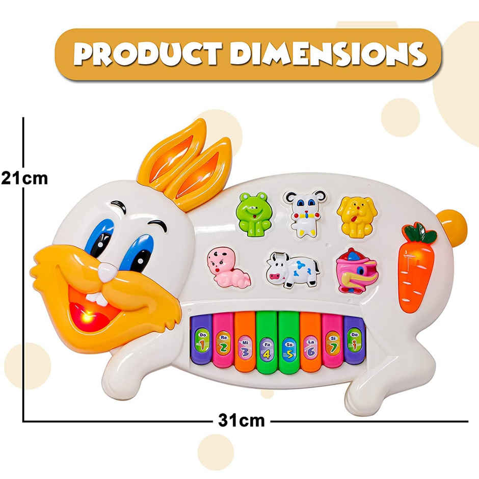 Fablue Multi-Function Rabbit Portable Keyboard Piano Musical Toy for Kids