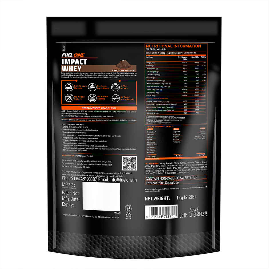 FUELONE Impact Whey Protein Powder | Chocolate