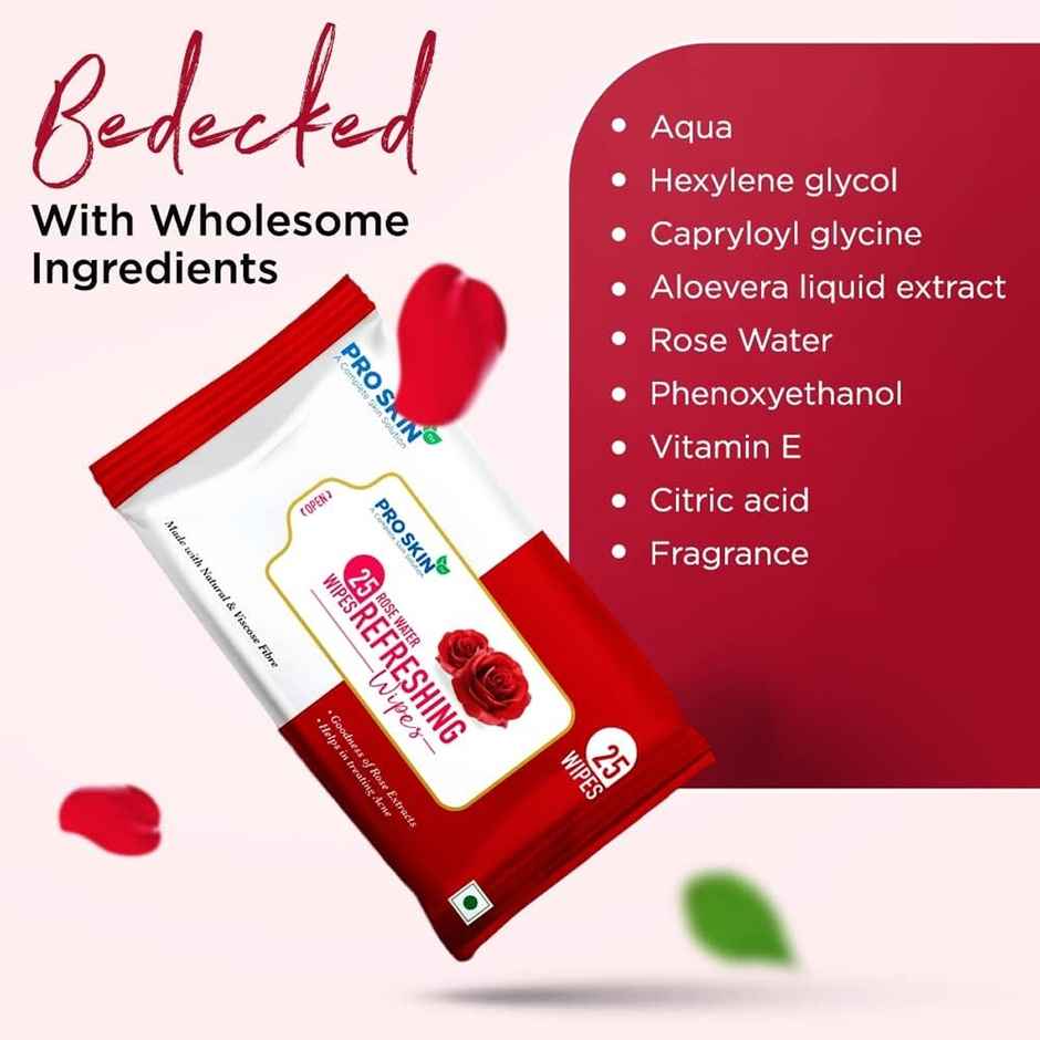 Pro Skin Refreshng Wipes Mint N Aloe(25pc) & Pro Skin Refreshing Wipes Rose Water(25pc) Combo