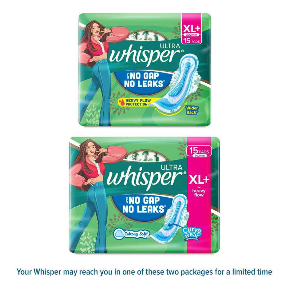 Whisper Ultra Clean Sanitary Pads | XL+ | 15 pcs