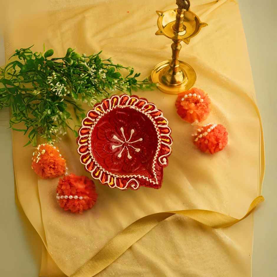 Decorative Clay Diya Carnation | Pack of 6 | Designer Diya | Shruti Creations