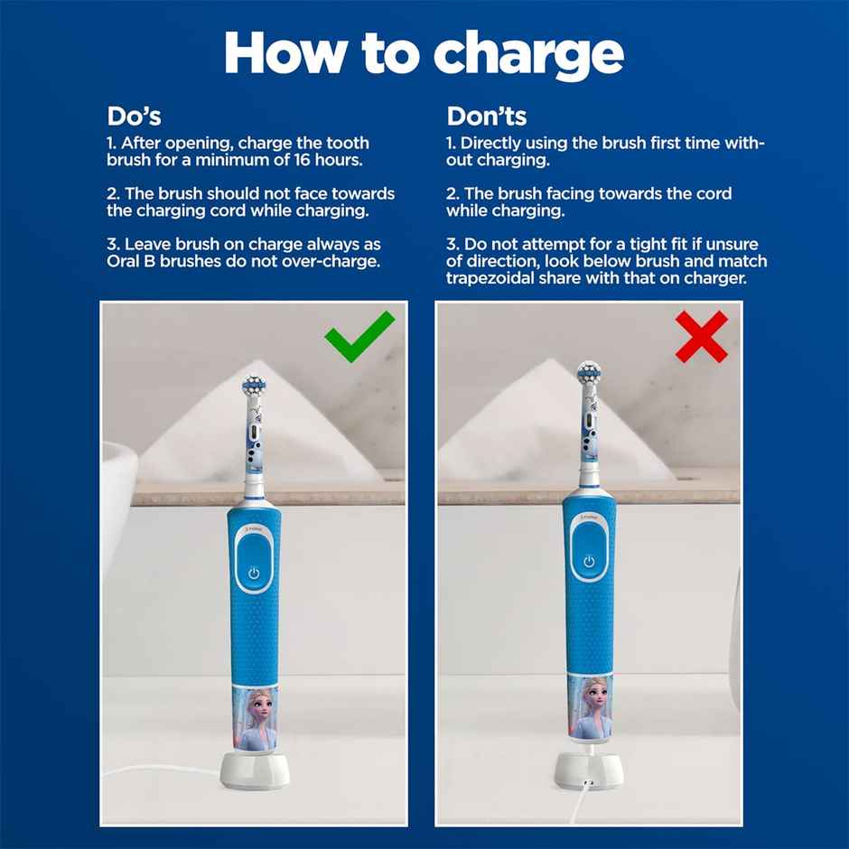Oral B Kids Frozen Rechargeable Rotating Electric Toothbrush, 2 Brushing Modes (Daily & Sensitive)