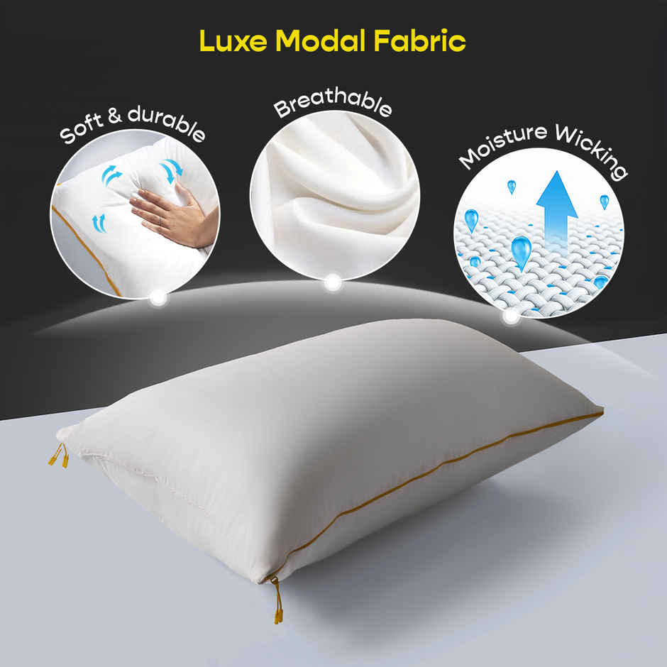 SleepyCat Microfiber Cloud Pillow With Adjustable Zipper White | Standard Size | 27 x 18 inch