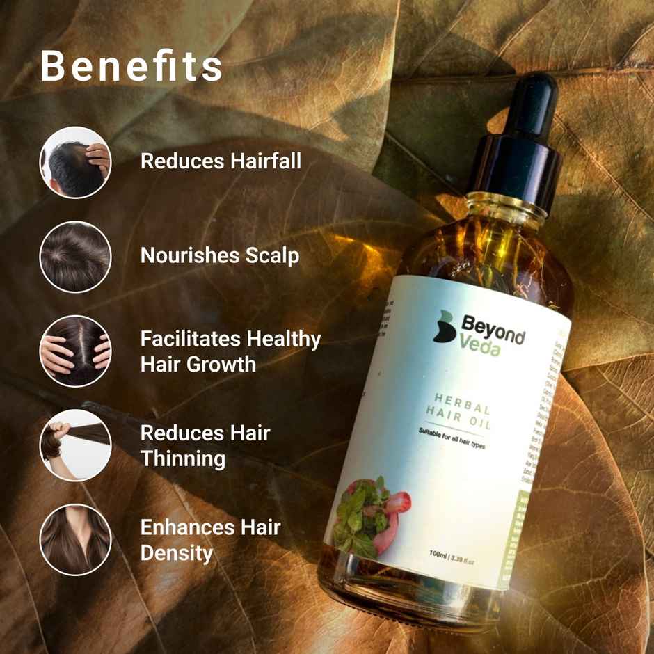 Beyond Veda Herbal Hair for Hairfall control, Powered by 27+ Herbs,100% Natural and Mineral Oil Free