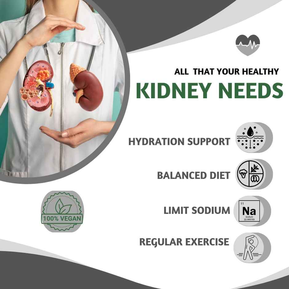 Pure Nutrition Kidney Detox with Punarnava Gokhru Turmeric & Rosehip Extracts - 60 VEG Capsules