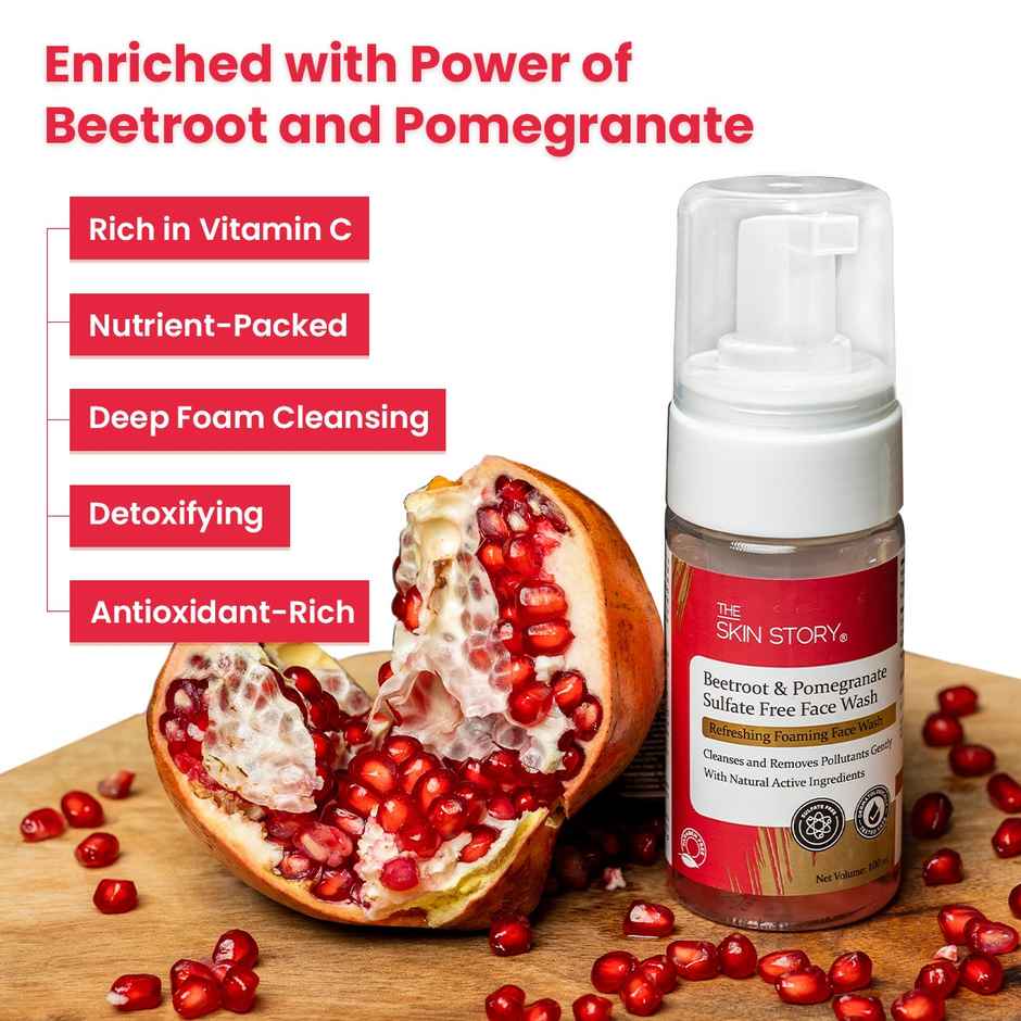 The Skin Story Foaming Face Wash Cleanses Pores Controls Oil & Anti-Aging - Beetroot Sulphate Free