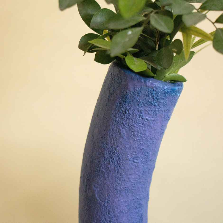 Gaachi Textured Vase in Blue | Handcrafted Ceramic Home Decor