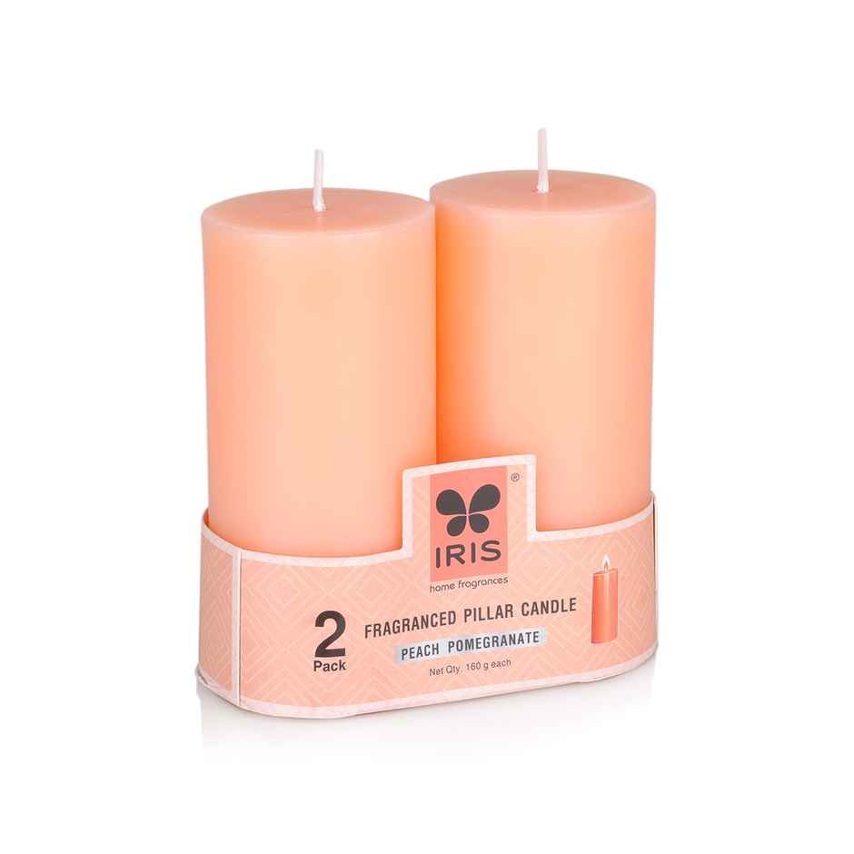 IRIS Peach Pomegranate Scented Pillar Candle