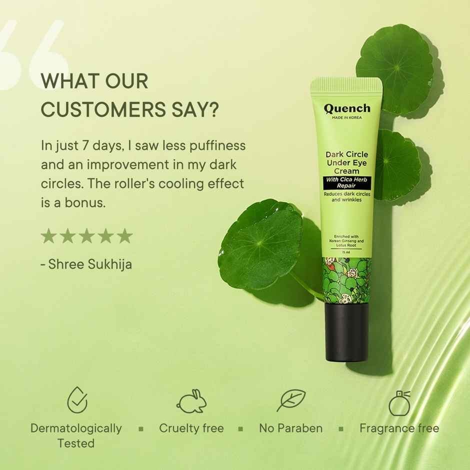 Quench Dark Circle Fading Under Eye Cream Korean Eye Cream with Cica & Korean Ginseng