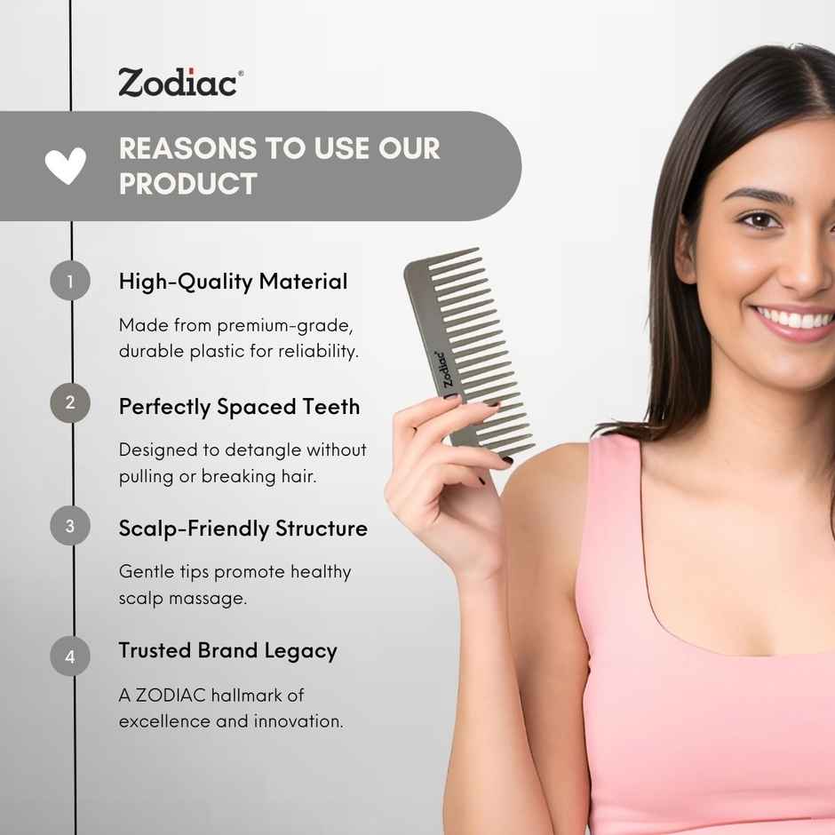 Zodiac Wide Tooth Comb | Grey