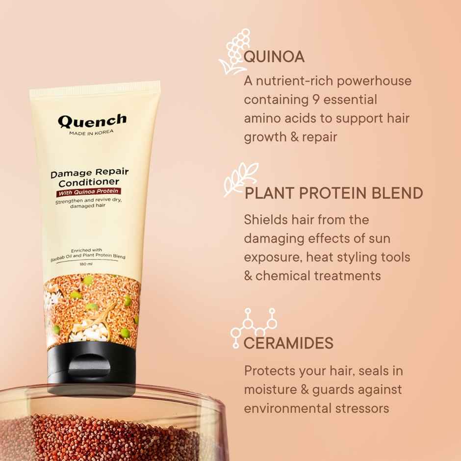 Quench Damage Repair Hydrating Hair Conditioner With Ceramides For Dry, Colored & Damaged Hair