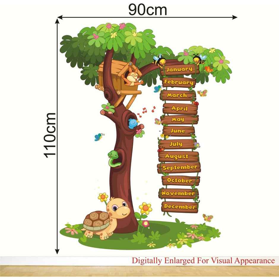 BAY6 Months Of The Year Name Of The 12 Months Baby Kids Learning Education Reusable Sticker - 90 cm