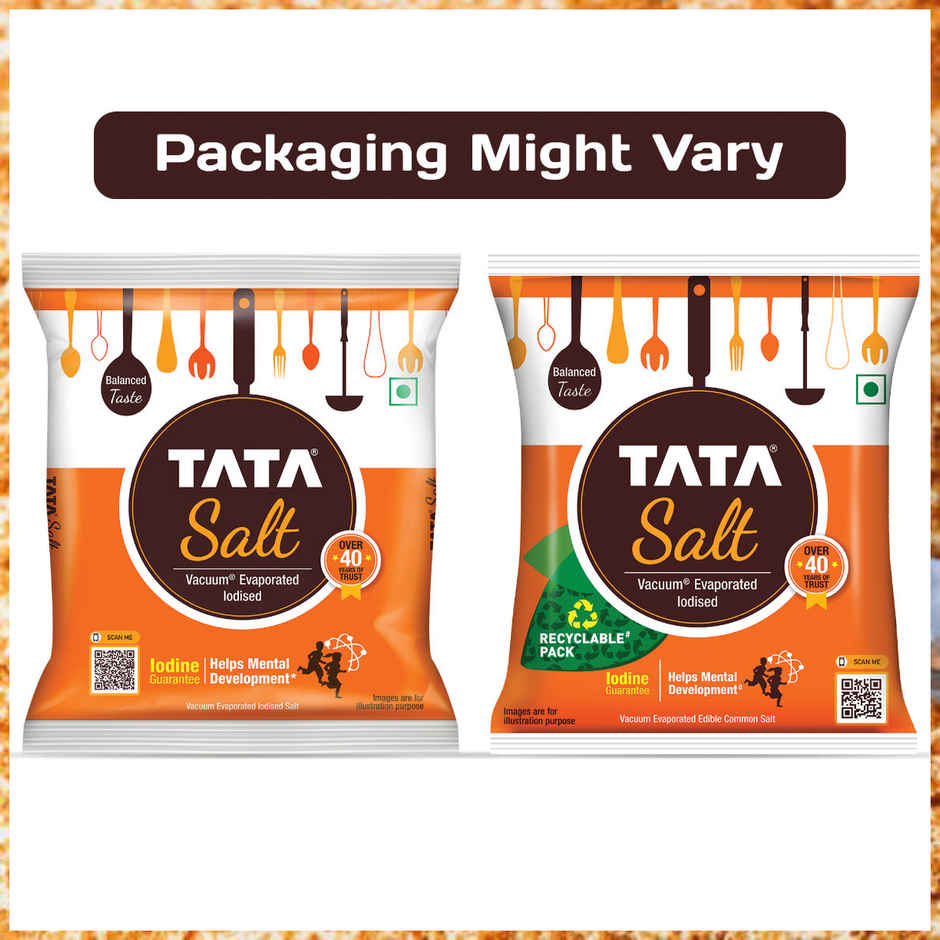 Tata Salt | Free Flowing and Iodized Namak | Vacuum Evaporated | Salt in Fresh