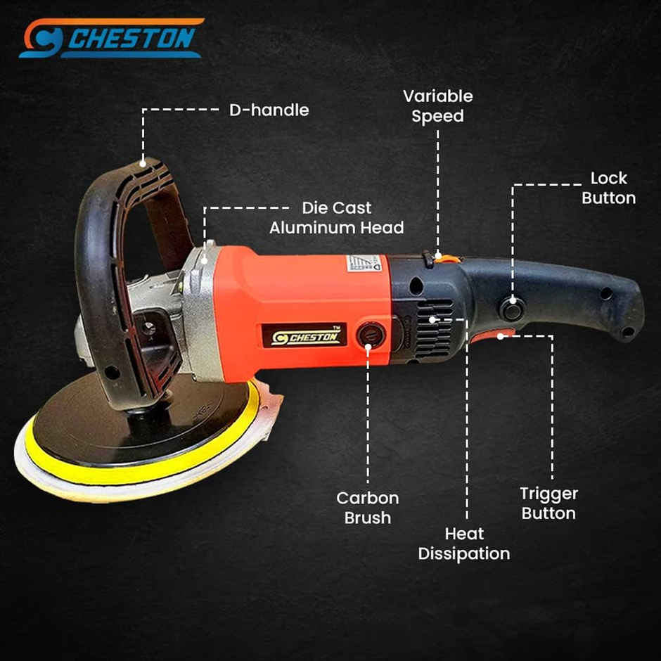 Cheston 1400W Car Polisher 180mm Disc with Variable Speed from 600-3000 rpm