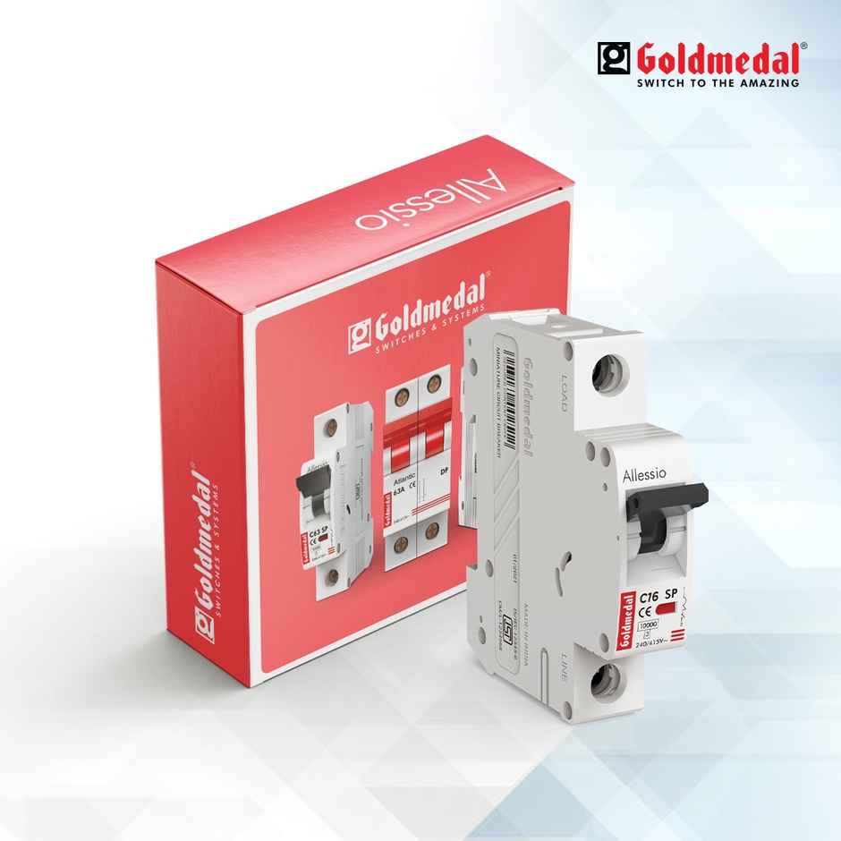 Goldmedal Allessio 16 A Mcb Single Pole Surge Switch (White)