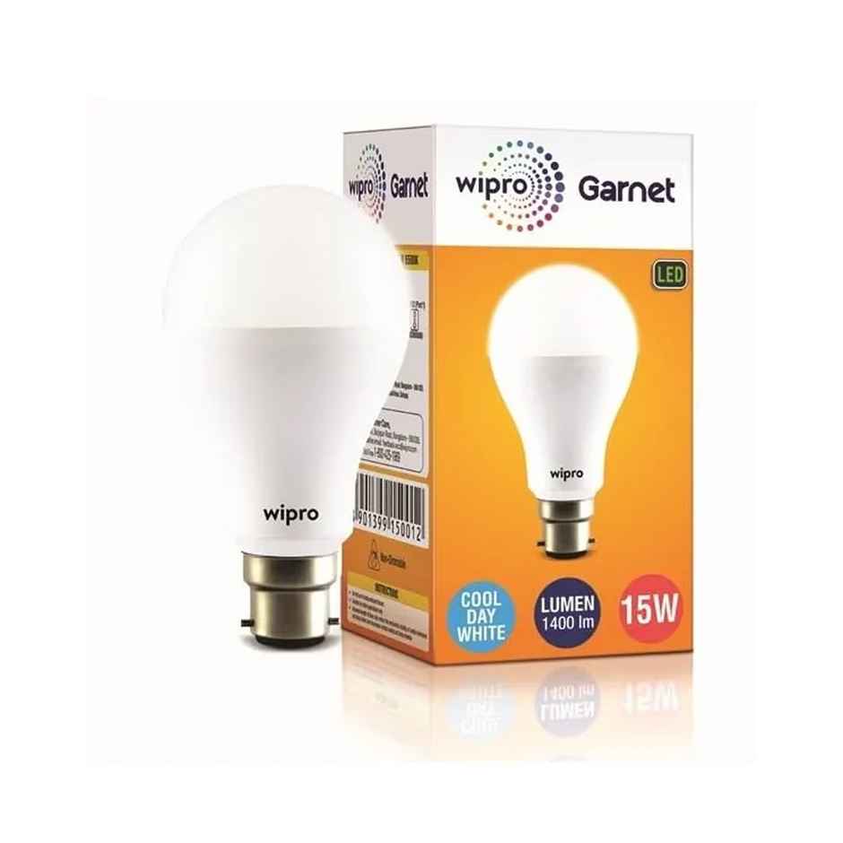 Wipro Garnet 15W LED Bulb | Cool Day White (6500K) | B22 Base
