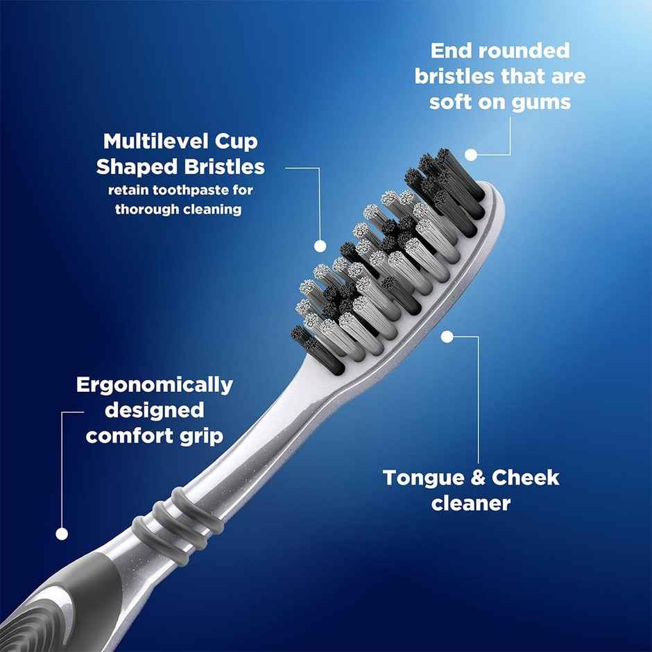 Oral B Cavity Defense Black Manual Toothbrush For Adults With Charcoal Extract- Medium Pack Of 4