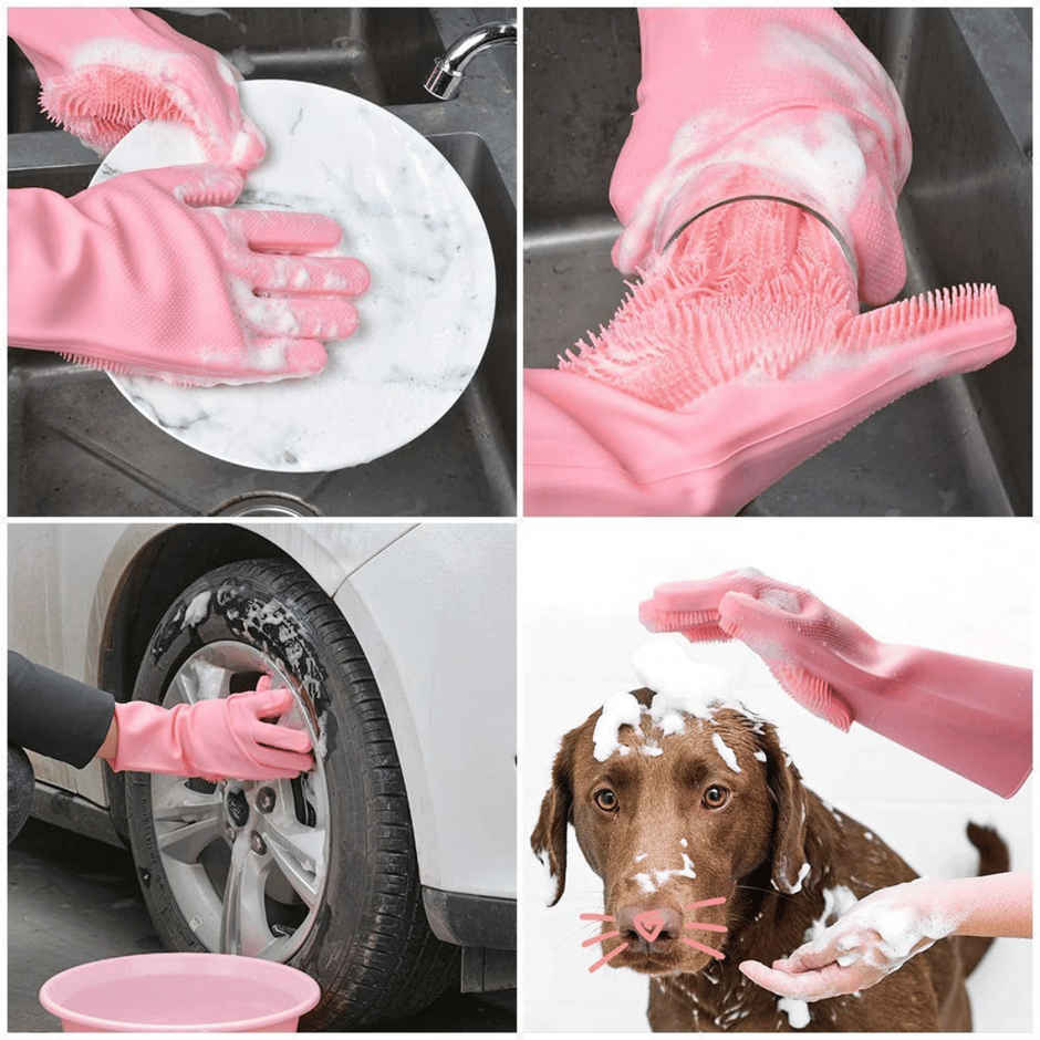 Zulaxy Multipurpose Hand Gloves for Cleaning, Dishwashing & Pet Grooming | Multicolour