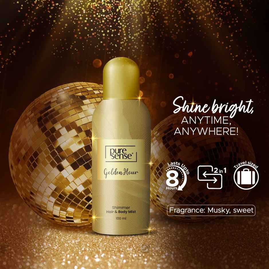 Puresense Golden Hour All Day Hair And Long Lasting Fragrance Shimmer Body Mist - For Women