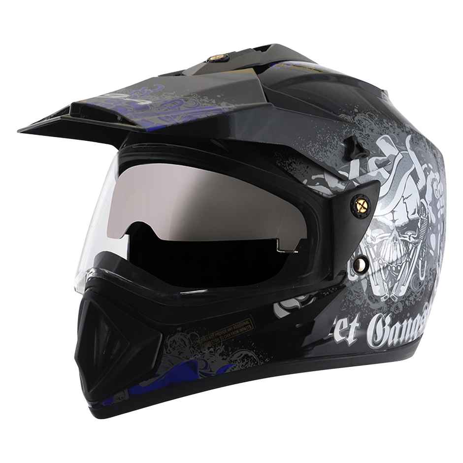 Vega Off Road D/V Gangster Lightweight Full Face Helmet- Black M.Blue - L