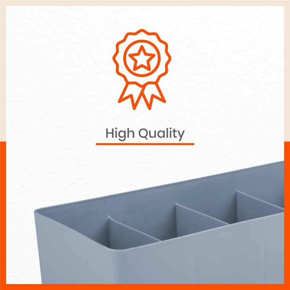 Bathla Set of 3 Drawer Organiser - Multi-purpose, Stackable, 5 Grids - DORI | Ash