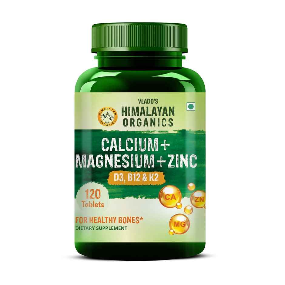 Himalayan Organics Calcium Magnesium Zinc Vitamin D3 K 120 VEGetarian Tablets