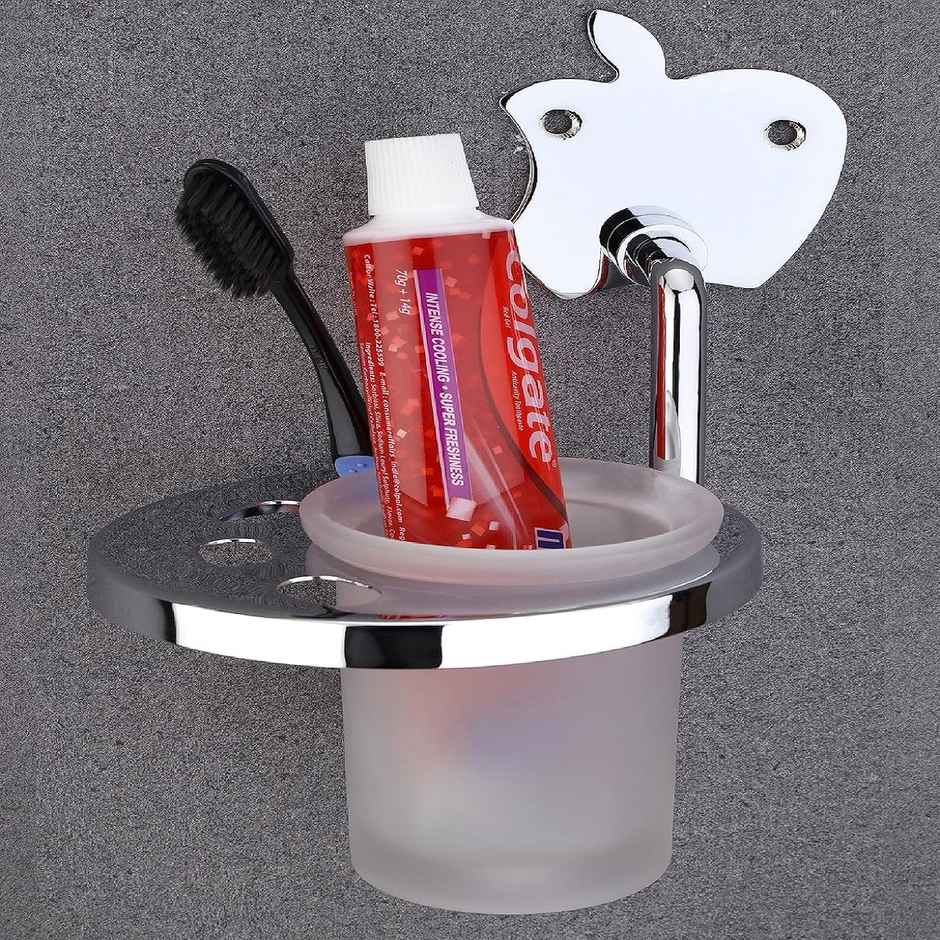 GLOXY Stainless Steel Wall Mounted Toothbrush Holder Toothpaste Stand for Bathroom SS304