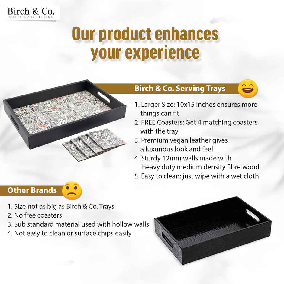 Birch & Co. Serving Tray - Indus With Four Free Matching Coasters