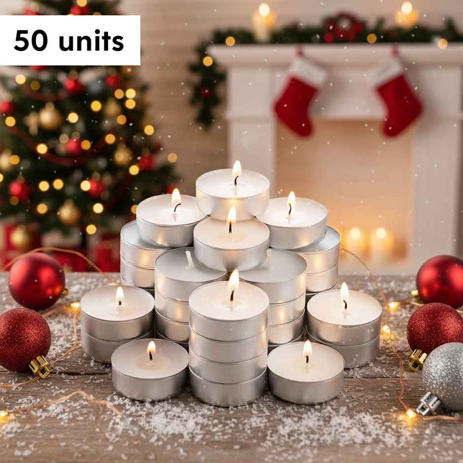 Tealight Candles Set | 50 Wax Candles | Smokeless | 3-Hour Burn Time | Perpetual