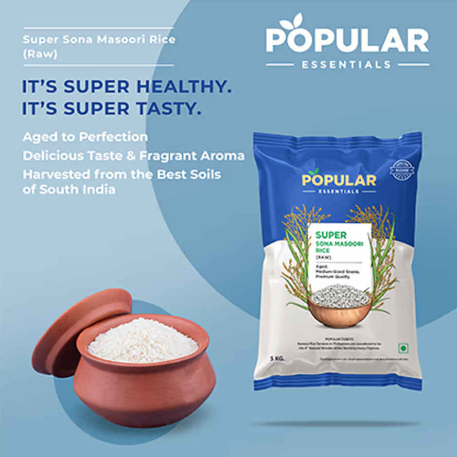 Popular Essentials Super Sona Masuri Raw Rice