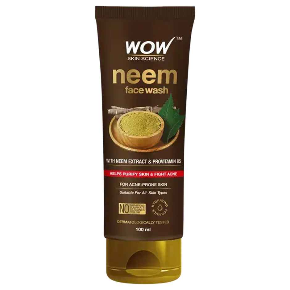 WOW Skin Science Neem Face Wash Purifies Skin Unclogs Pores Fights Acne Calms Skin