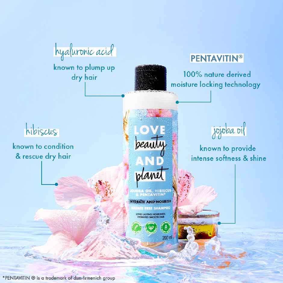 Love Beauty & Planet Jojoba Oil | Hibiscus & Pentavitin Hydrate & Nourish Shampoo