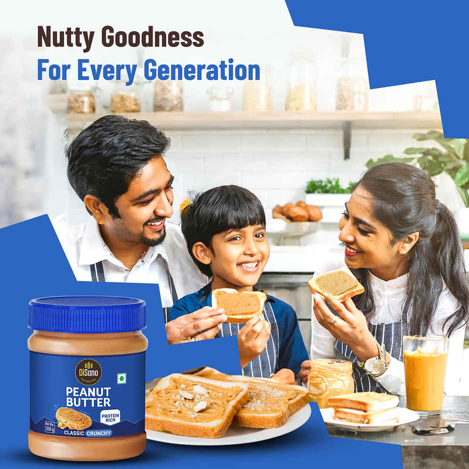 Disano Peanut Butter - Crunchy, 26% Protein, No Trans Fat & Preservatives