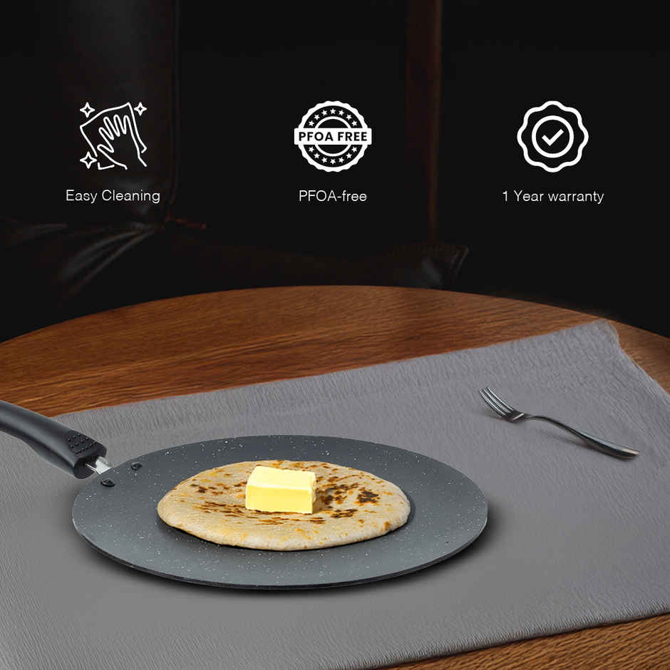 BAY6 Aluminium Nonstick Concave Roti Tawa (3mm) 27 cm - Grey